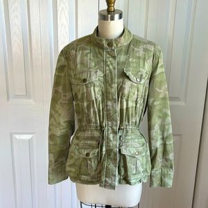 Camouflage Fleece Lined Jacket Green Women’s Size Small Petite